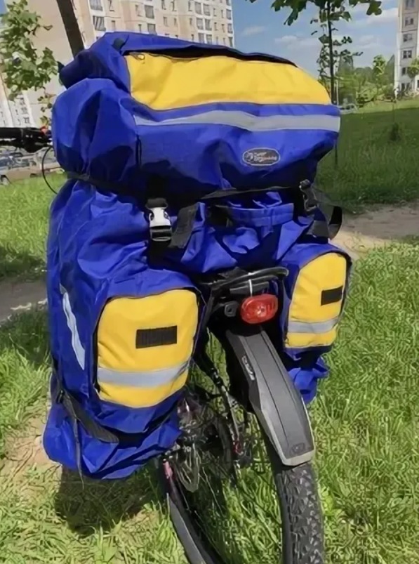 Велосумка на багажник Турлан Мустанг-70 л синий/желтый