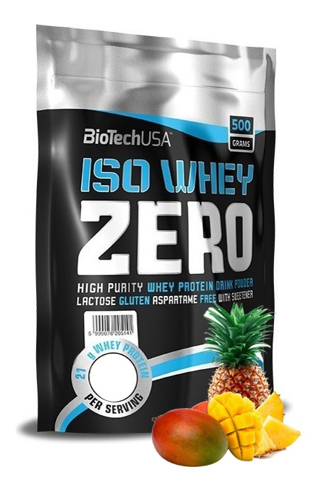 Протеин сывороточный (изолят) Iso Whey Zero Biotech USA 500г (ананас-манго) - фото
