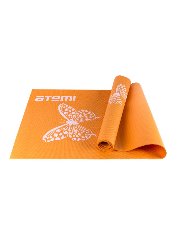 Коврик для фитнеса гимнастический ATEMI AYM01PIC PVC 173х61х0,4см оранжевый с рисунком - фото