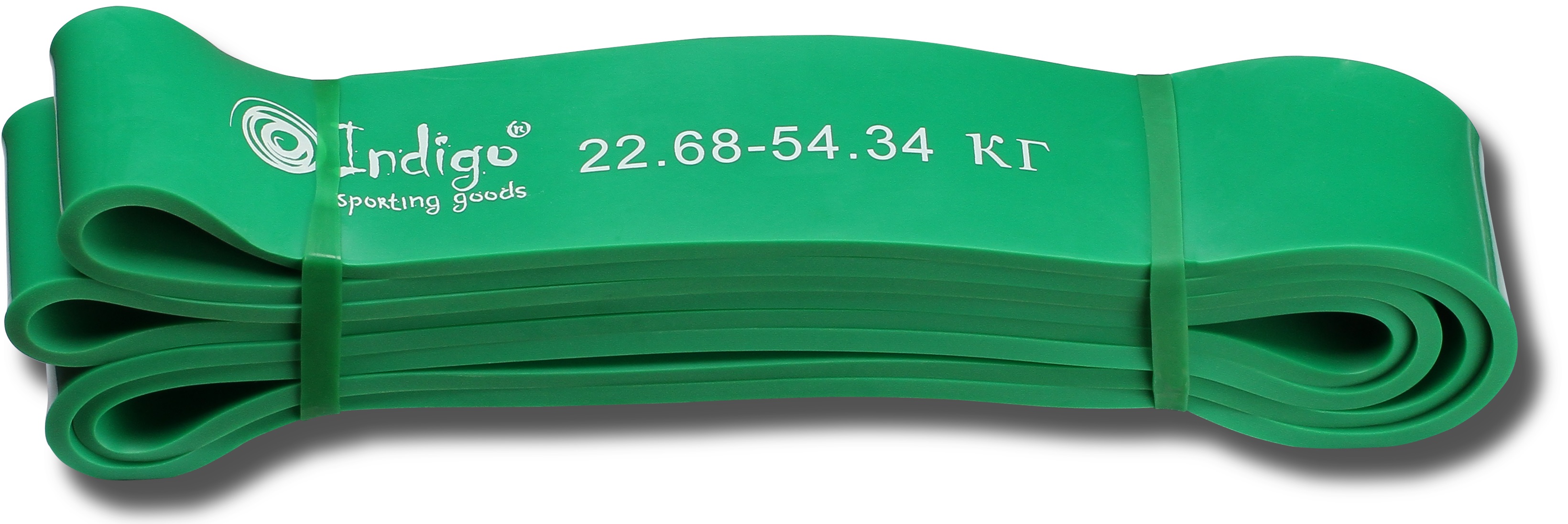 Эспандер-петля тренировочная многофункциональная INDIGO 601, 208x4,40x0,45см (22-54кг, зеленый) - фото