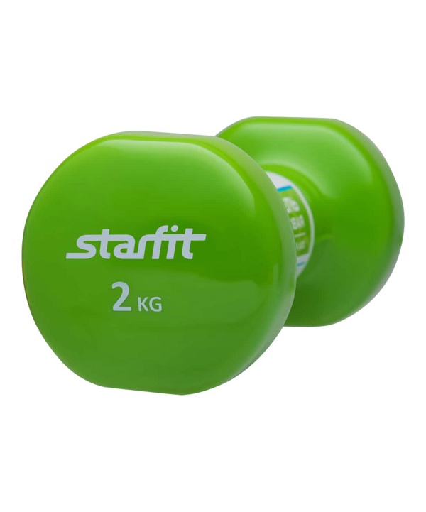 Гантель виниловая 2 кг х 2шт (пара) STARFIT DB-101 (зеленые) - фото2
