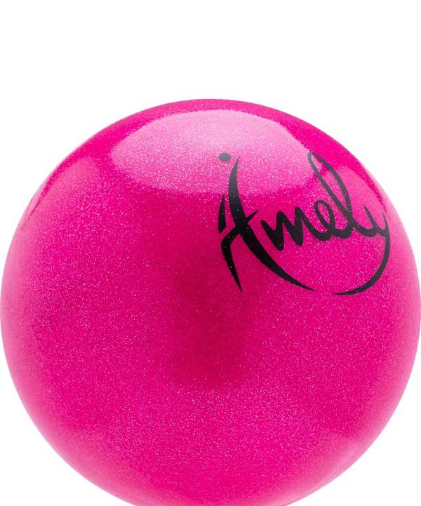 Мяч для художественной гимнастики Amely AGB-203 (19см, 400гр) розовый с блестками - фото2