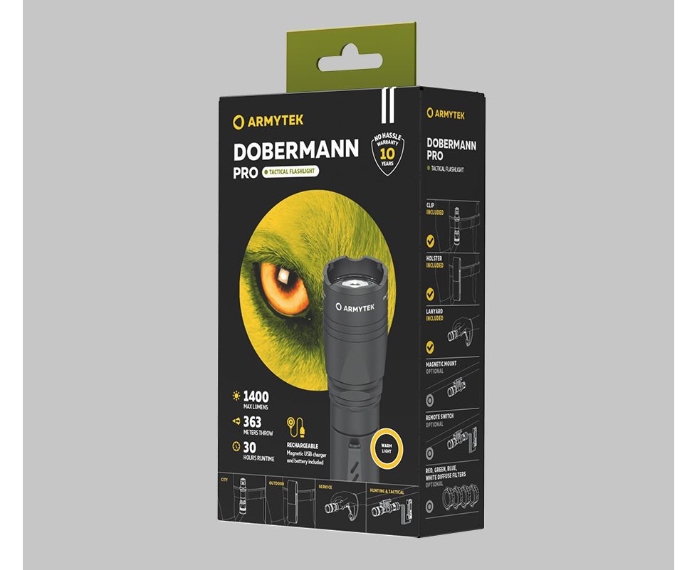 Тактический фонарь Armytek Dobermann Pro Magnet USB White F07501C - фото3