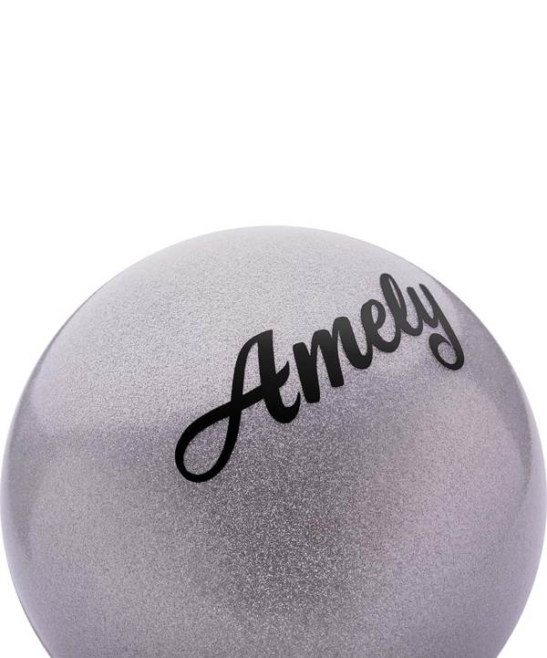 Мяч для художественной гимнастики Amely AGB-102 (19см, 400гр) серый с блестками - фото2