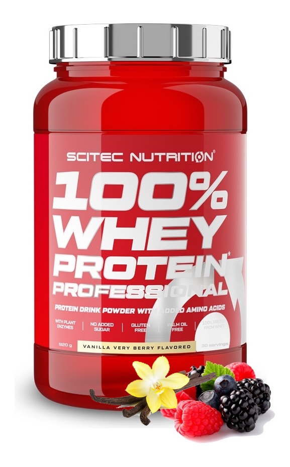 Протеин сывороточный (концентрат+изолят) Whey Protein Professional Scitec Nutrition 920г (ваниль-ягода) - фото
