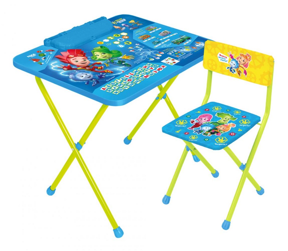 Комплект детской мебели складной НИКА Ф2А Фиксики (пенал, стол + мягкий стул) - фото