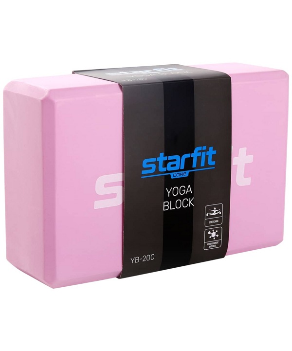 Блок для йоги STARFIT Core YB-200 (22,5х15х8 см, розовый пастель)