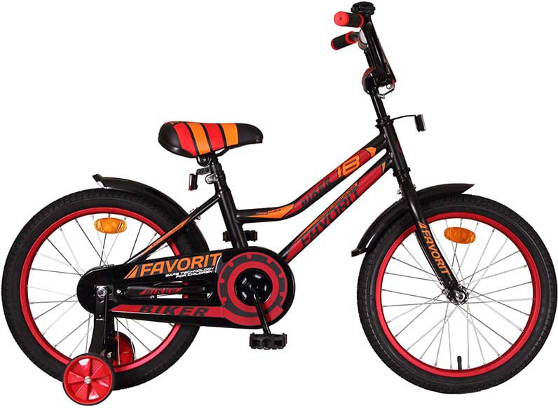 Детский велосипед Favorit Biker 18 2021 (черный/красный) BIK-P18RD - фото