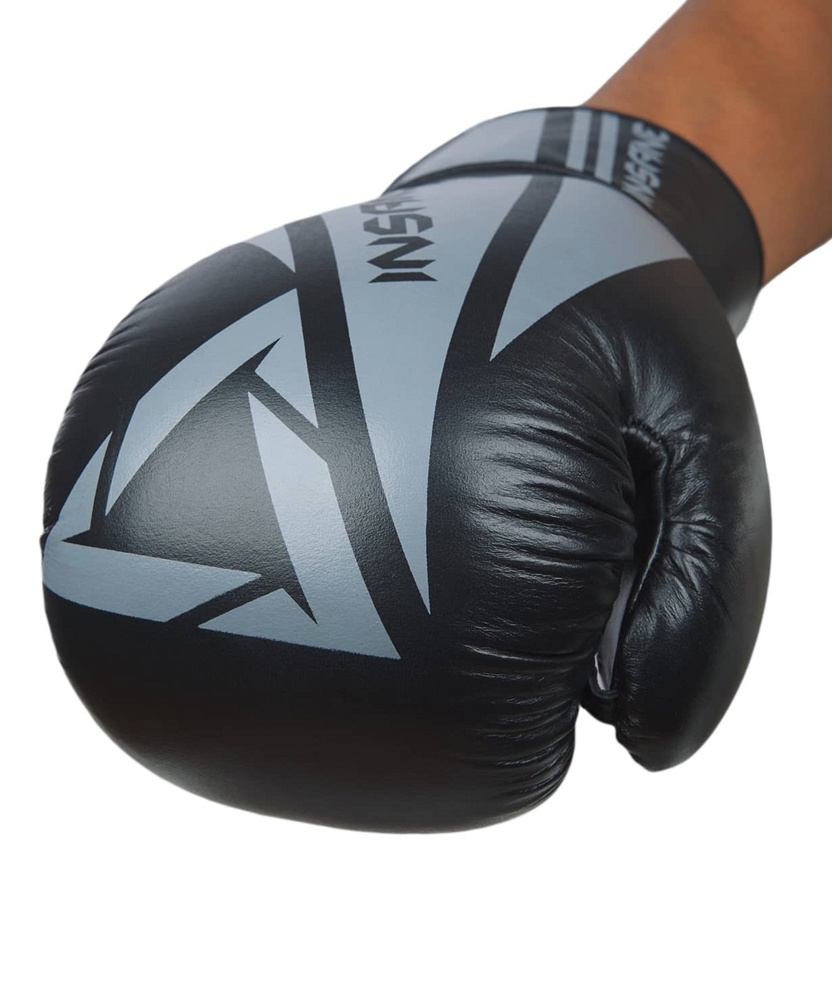 Боксерские перчатки INSANE ARES черный 10 унц. кожа - фото2