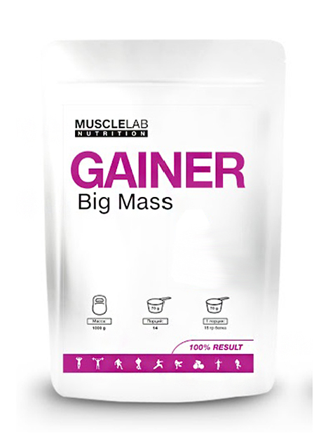 Гейнер высокобелковый Big Mass Gainer MuscleLab 1000г (банан) - фото