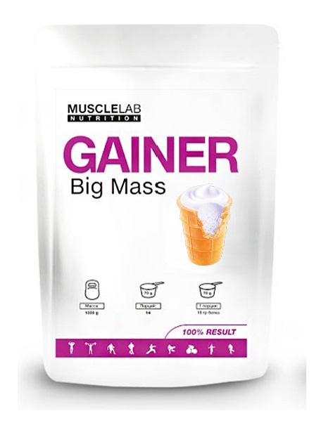 Гейнер высокобелковый Big Mass Gainer MuscleLab 1000г (сливочный пломбир)