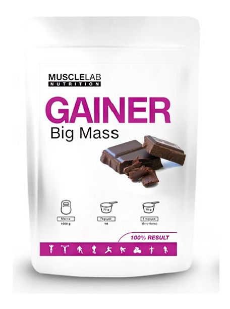 Гейнер высокобелковый Big Mass Gainer MuscleLab 1000г (шоколад) - фото