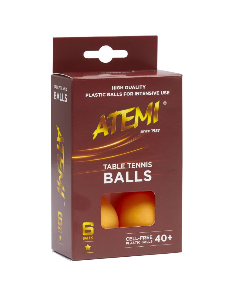 Мячи для настольного тенниса Atemi 1* оранжевые (6 шт)