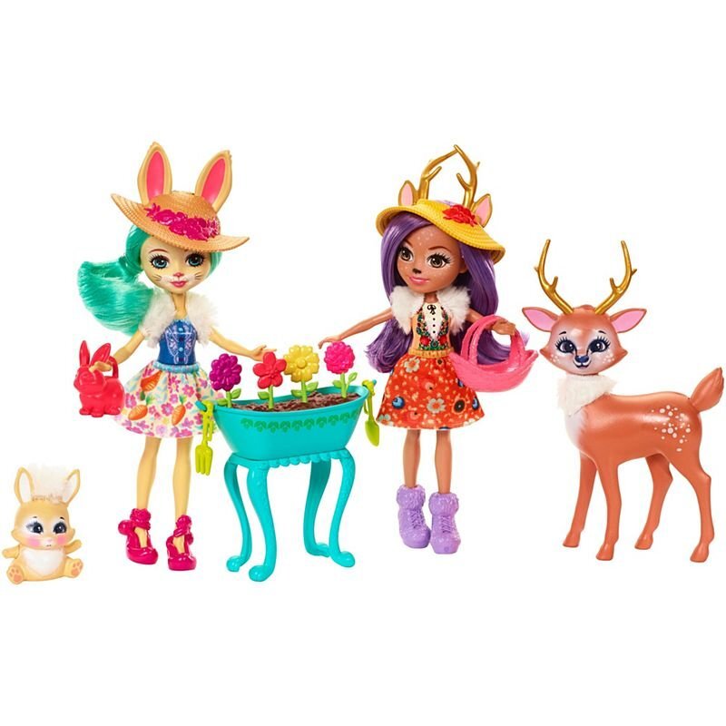 Куклы Флаффи и Данесса Garden Magic с питомцами зайчик и олененок 15см Enchantimals Mattel FDG01 - фото