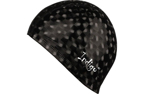 Шапочка для плавания с эффектом 3D INDIGO IN047 черная комби с ПУ - фото