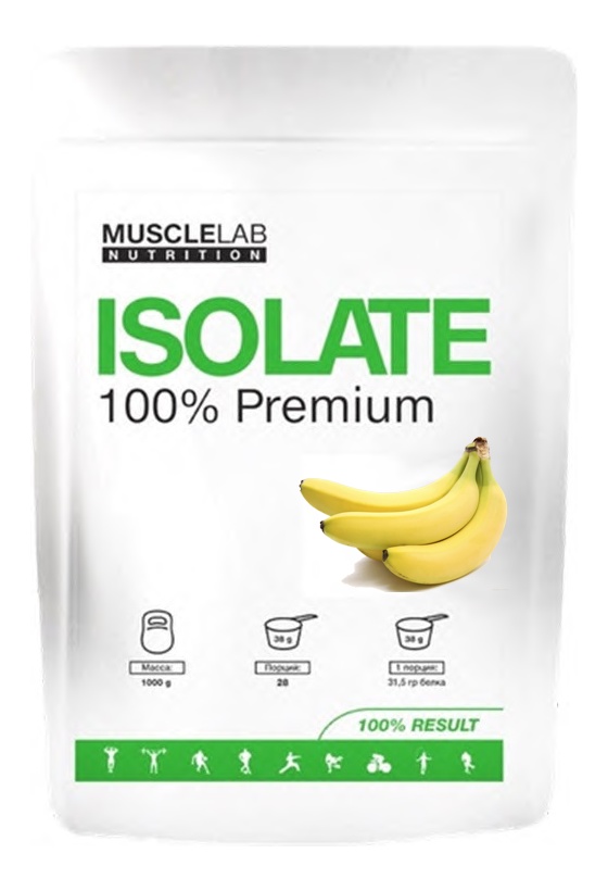 Протеин сывороточный (изолят) Isolate Protein 100% Premium MuscleLab 1000г (банан) - фото