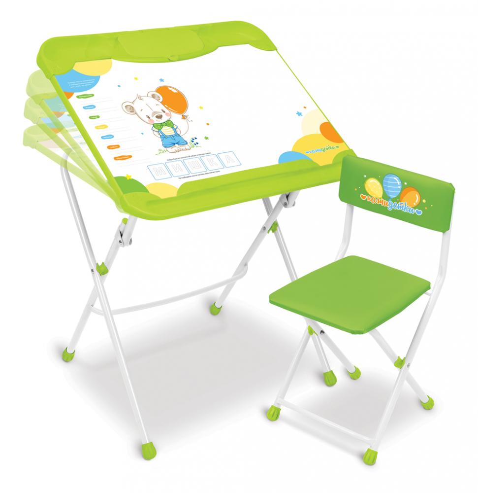 Комплект детской мебели складной 3в1 НИКА КНД5-1 Охотник синий (регулируемая парта-мольберт с подножкой и пеналами+стул с подножкой) - фото2
