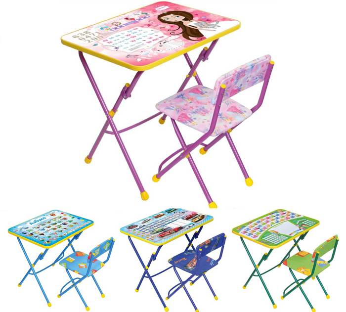 Стол детский складной НИКА КУ1 (стол с подножкой + мягкий стул с подножкой) - фото