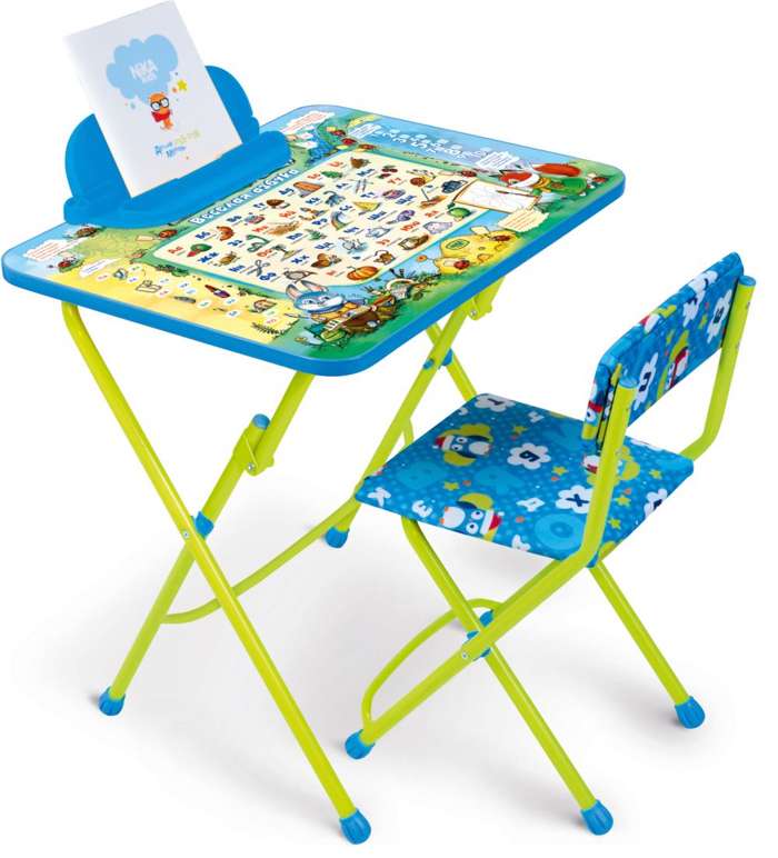 Комплект детской мебели складной НИКА КУ2/ВА Веселая азбука (пенал, стол с подножкой + мягкий стул с подножкой) - фото