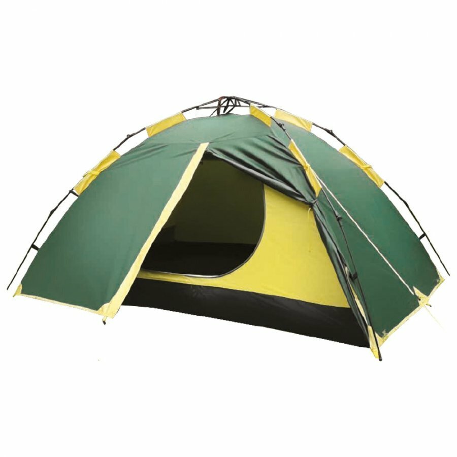 Палатка туристическая 3-х местная Tramp Quick 3 v2 (зеленый) Автоматическая - фото