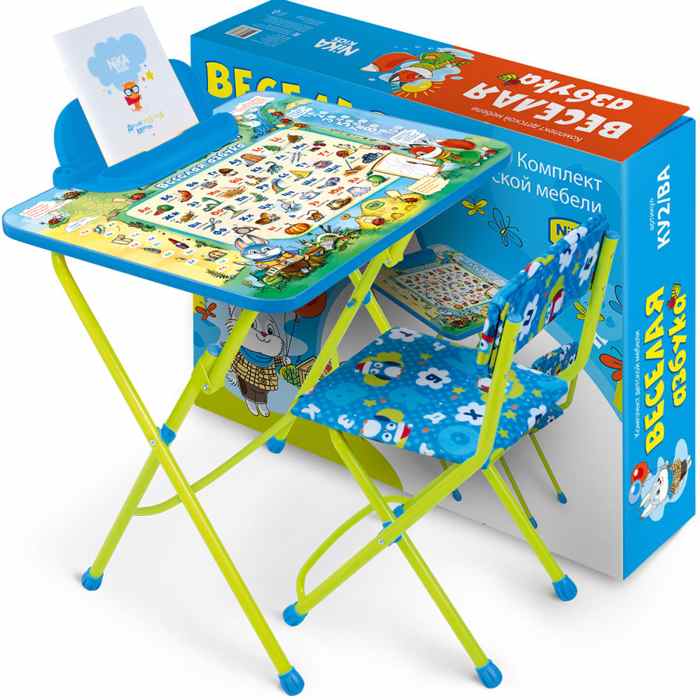 Комплект детской мебели складной НИКА КУ2/ВА Веселая азбука (пенал, стол с подножкой + мягкий стул с подножкой) - фото2