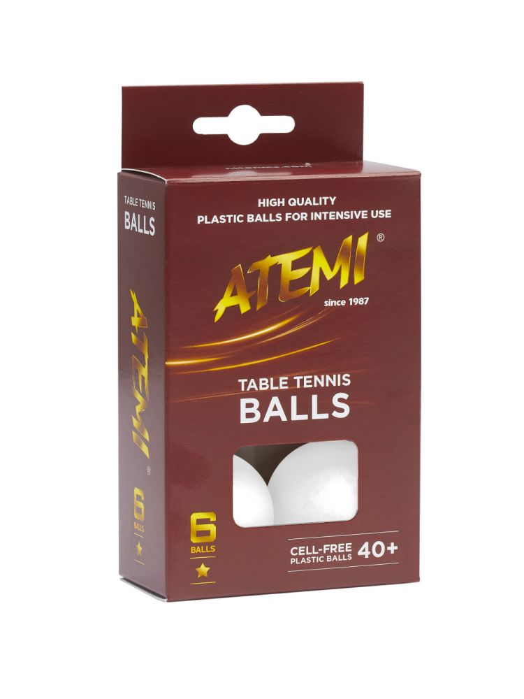 Мячи для настольного тенниса Atemi 1* белые (6 шт) - фото
