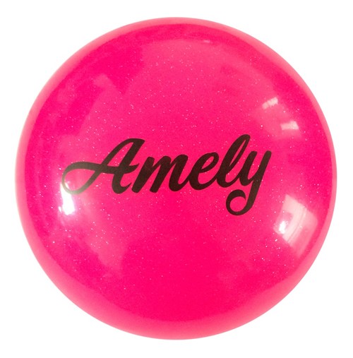 Мяч для художественной гимнастики Amely AGB-102 (19см, 400 гр) розовый с блестками - фото