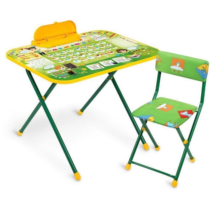 Комплект детской мебели складной НИКА NK-75/2 Первоклашка (стол с пеналом+мягкий стул с подножкой) - фото