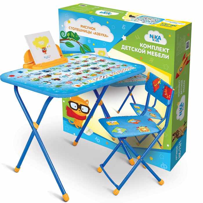 Комплект детской мебели складной НИКА NK-75/1 Азбука (стол с пеналом+мягкий стул с подножкой) - фото2