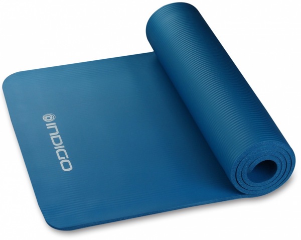Гимнастический коврик для йоги, фитнеса INDIGO 229 NBR 12мм (синий) - фото