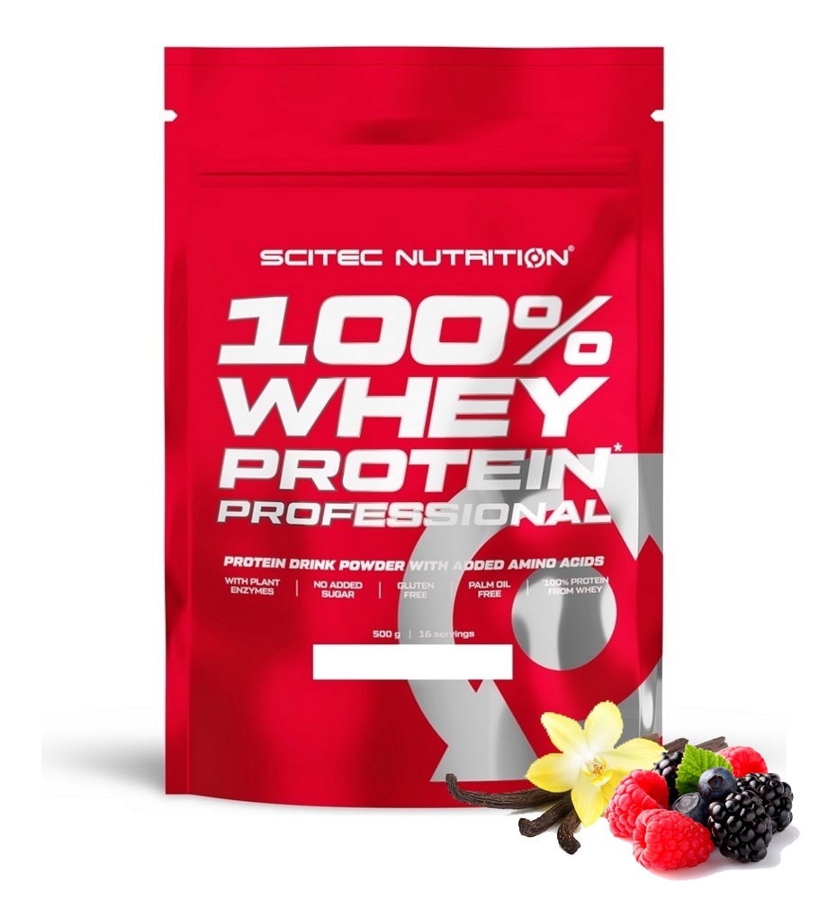 Протеин сывороточный (концентрат+изолят) Whey Protein Professional Scitec Nutrition 500г (ваниль-ягода) - фото