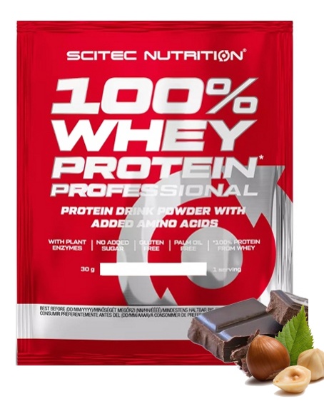 Протеин сывороточный (концентрат+изолят) Whey Protein Professional Scitec Nutrition 30г (шоколад-орех) - фото
