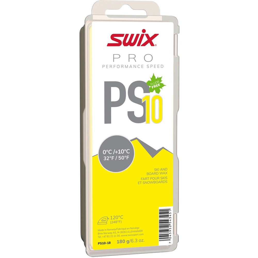Мазь скольжения лыжная Парафин безфтористый Swix PS10 Yellow 0C/+10C, 180 гр