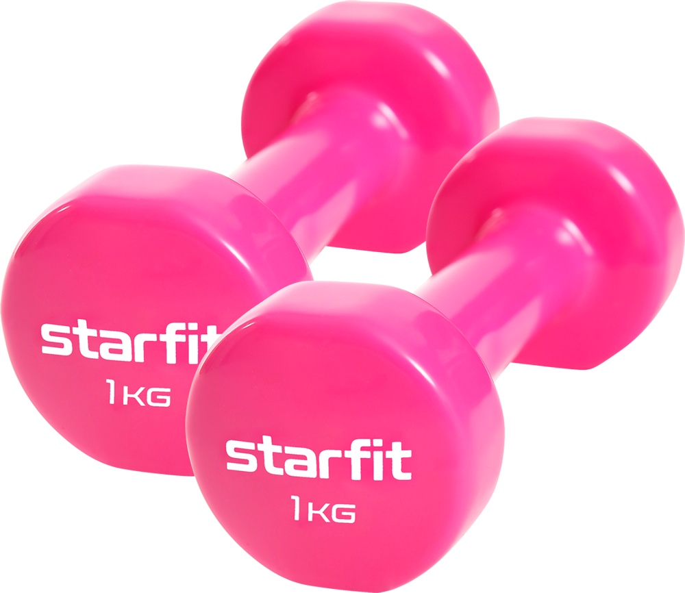 Гантель виниловая STARFIT Core 1кг x 2шт (пара) (розовый) - фото