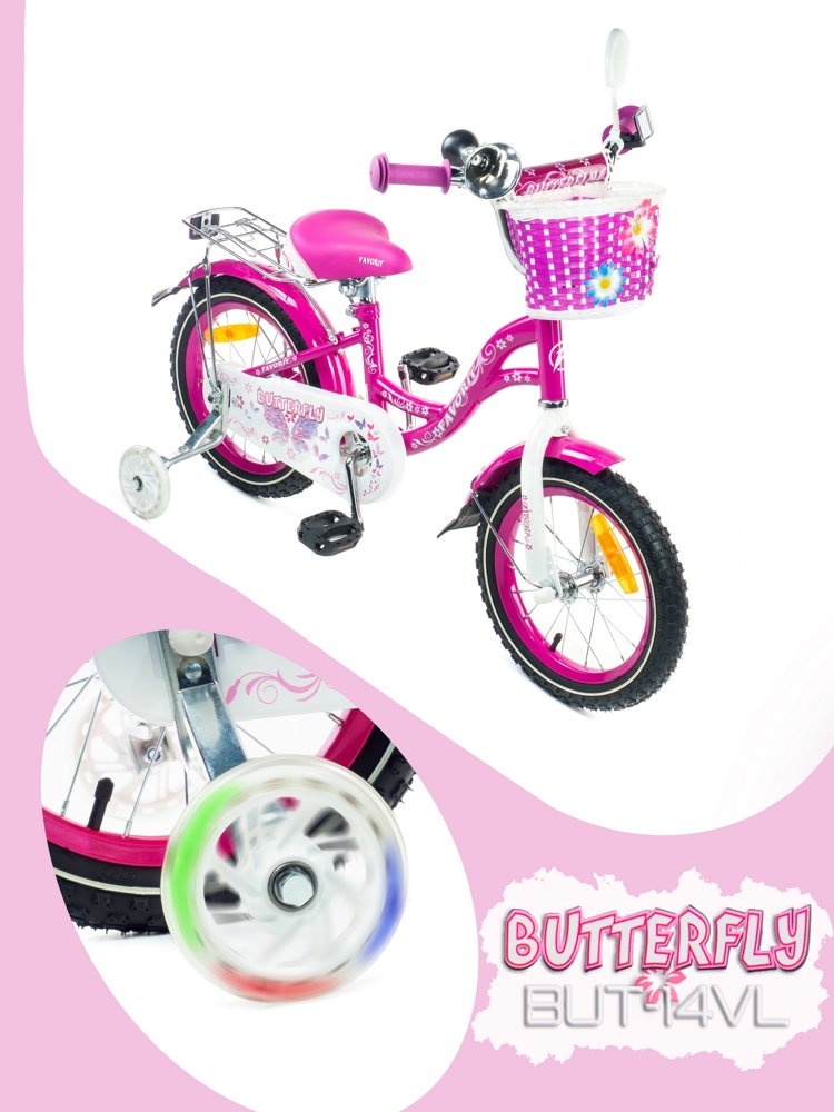 Детский велосипед Favorit Butterfly 14 BUT-14VL фиолетовый/белый - фото