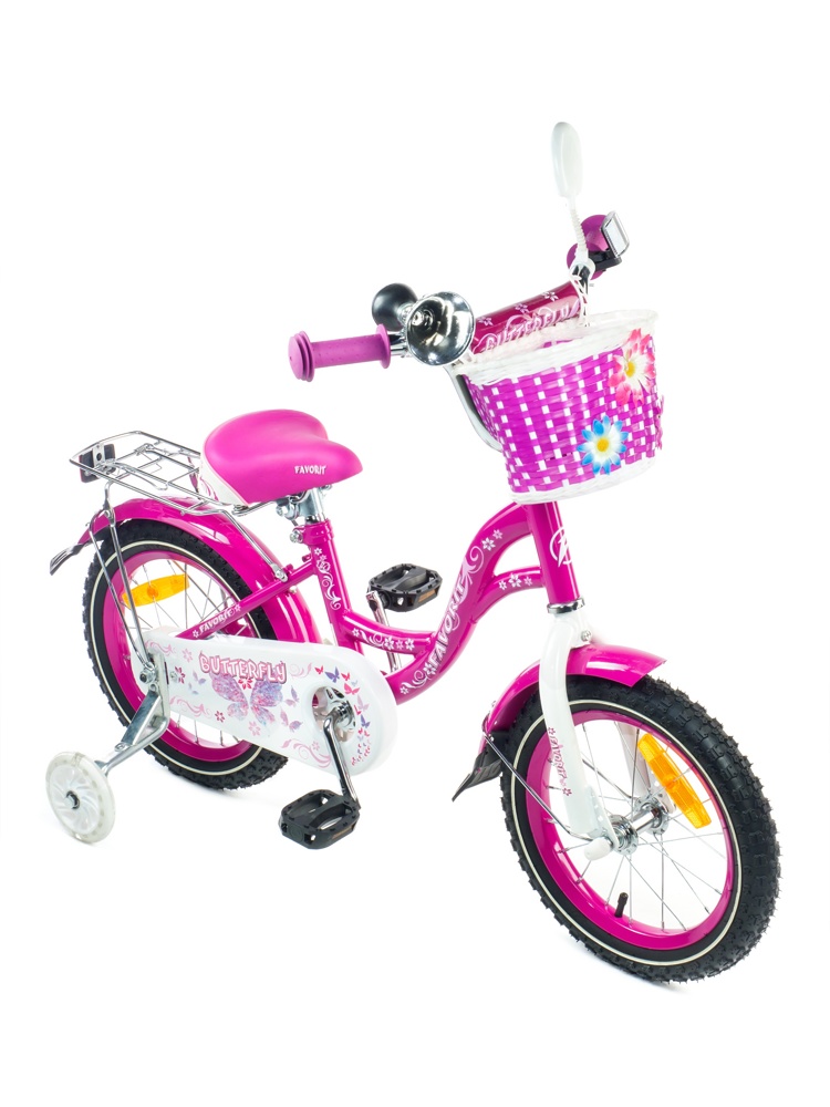 Детский велосипед Favorit Butterfly 14 BUT-14VL фиолетовый/белый - фото2
