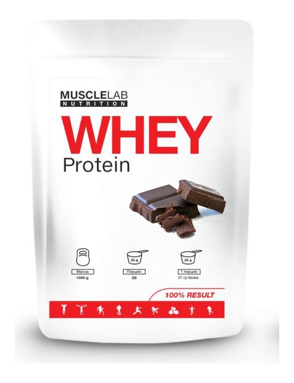 Протеин сывороточный (концентрат) WHEY Protein MuscleLab 1000г (шоколад) - фото