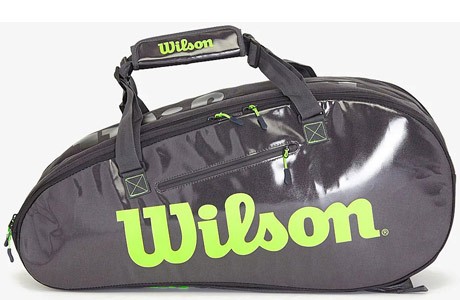 Чехол-сумка для ракеток Wilson Super Tour 2 Comp Large 9 Pack WR8004201001 (черный/зеленый) - фото
