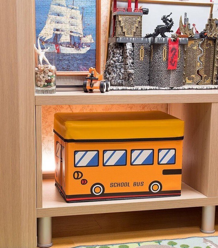 Ящик для хранения ФЕЯ ПОРЯДКА FK-101 Школьный автобус желтый 40х25х25см